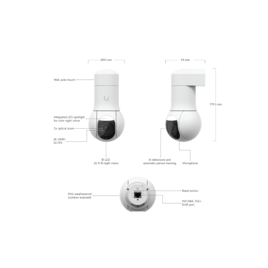 Ubiquiti- Caméra G5 PTZ 2K blanche