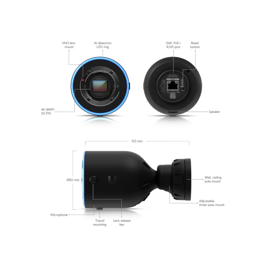 Ubiquiti- Caméra AI-DSLR 10 MP 4K Wide Angle + audio