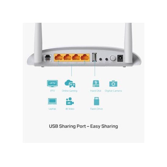 Tp-link  Modem routeur ADSL2/VDSL2 + 4 Lan+ Wifi4 n 300