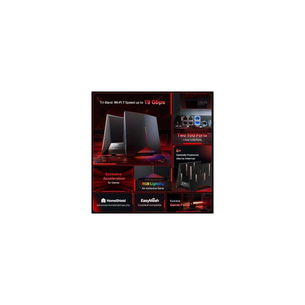 Tp-link Routeur Gaming WiFi7 BE19000 tri-Bande