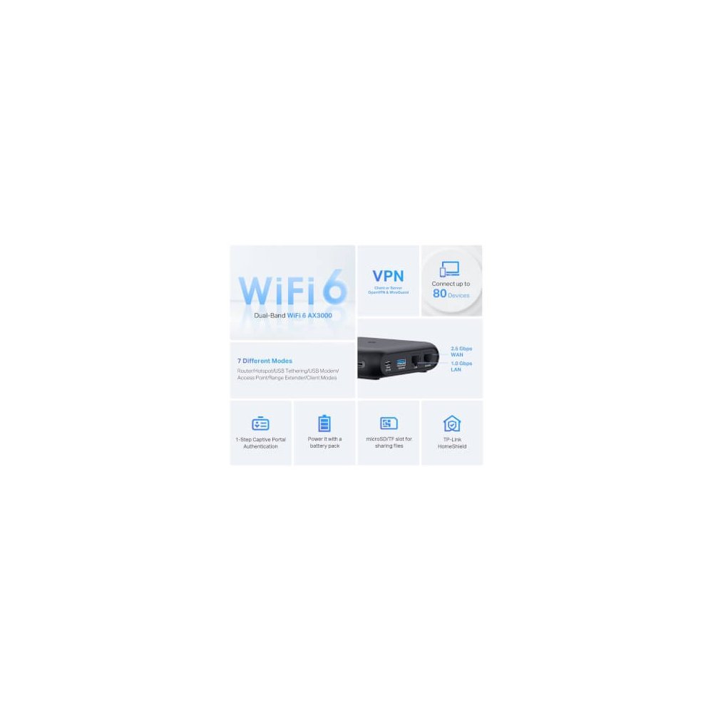 Tp-link Routeur portable WiFi 6 AX3000 Gigabit