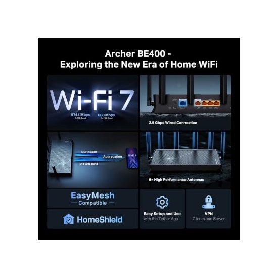 Tp-link Routeur WiFi7 B6500 bi-bande ports 2.5 Gigabit