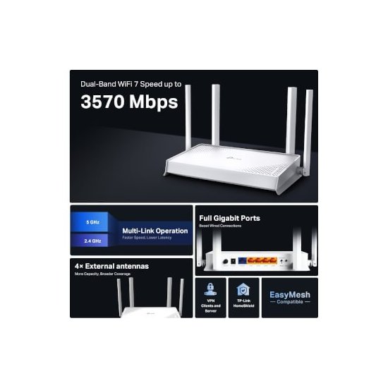 Tp-link Routeur WiFi7 BE3600 bi-bande ports Gigabit