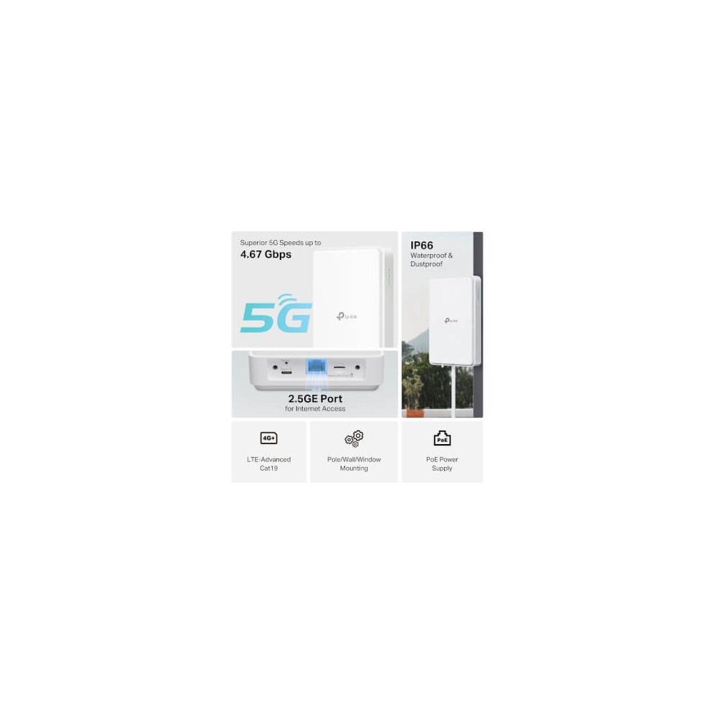 Tp-link Routeur extérieur 5G LTE Cat. 19 port 2,5Giga PoE