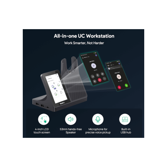 Yealink- Casque DECT monaural WH64 Workstation tactile
