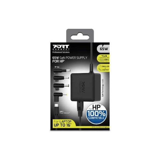 Port Designs- Alim notebook HP 65W GaN2 USB + Plug
