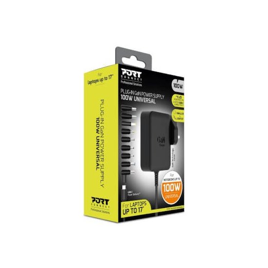 Port Designs- Alim universelle notebook 100W GaN2 USB + Plug
