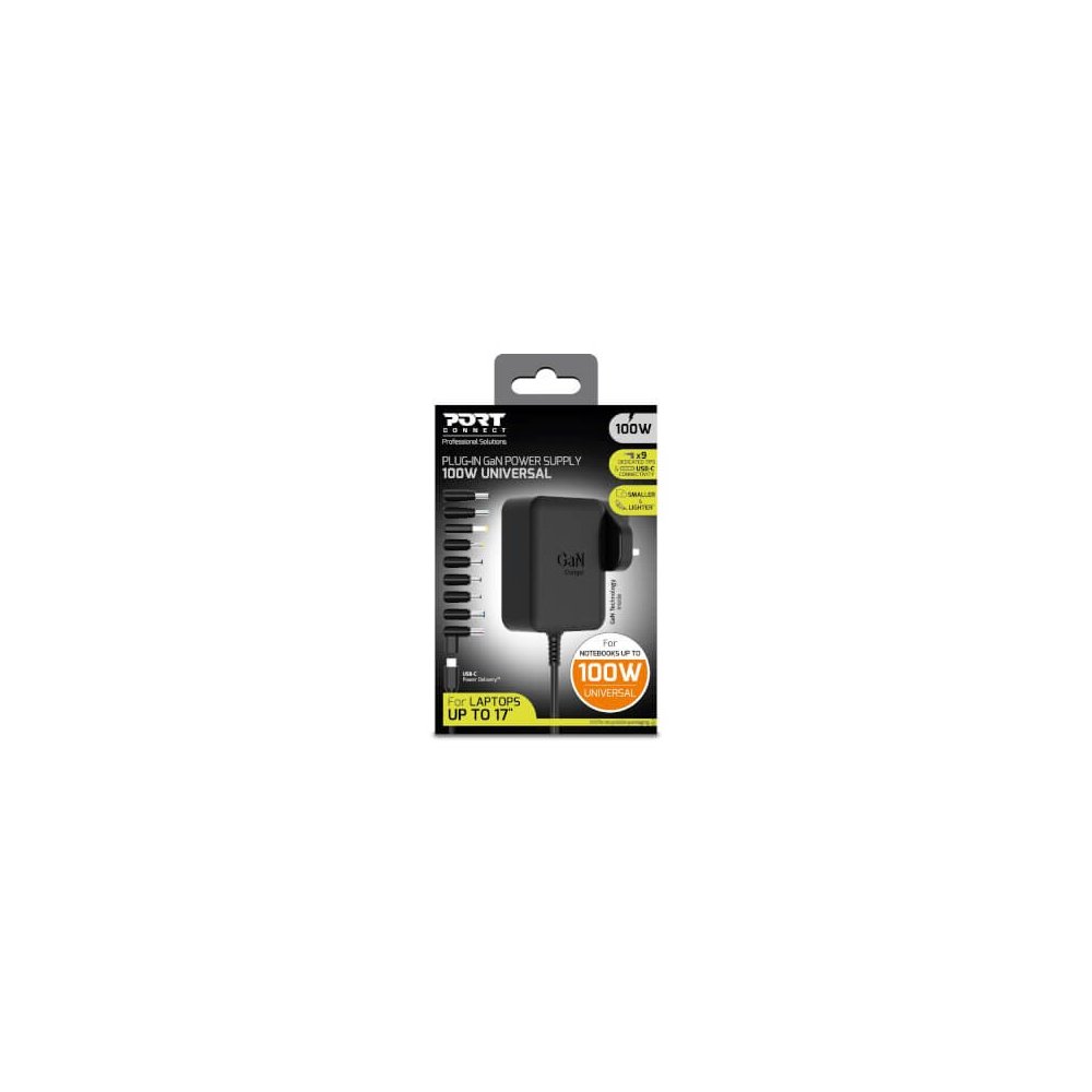 Port Designs- Alim universelle notebook 100W GaN2 USB + Plug
