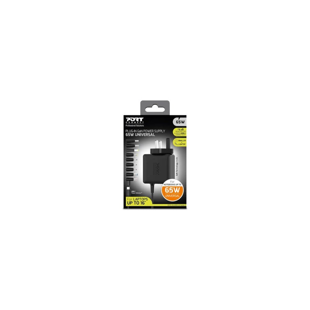Port Designs- Alim universelle notebook 65W GaN2 USB + Plug