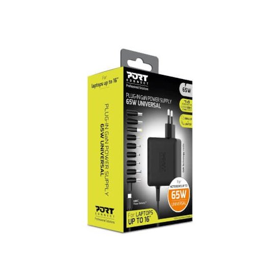 Port Designs- Alim universelle notebook 65W GaN2 USB + Plug