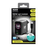 Port Designs- Alim USB A&C GaN2 PD3.0 100W LCD Retract C