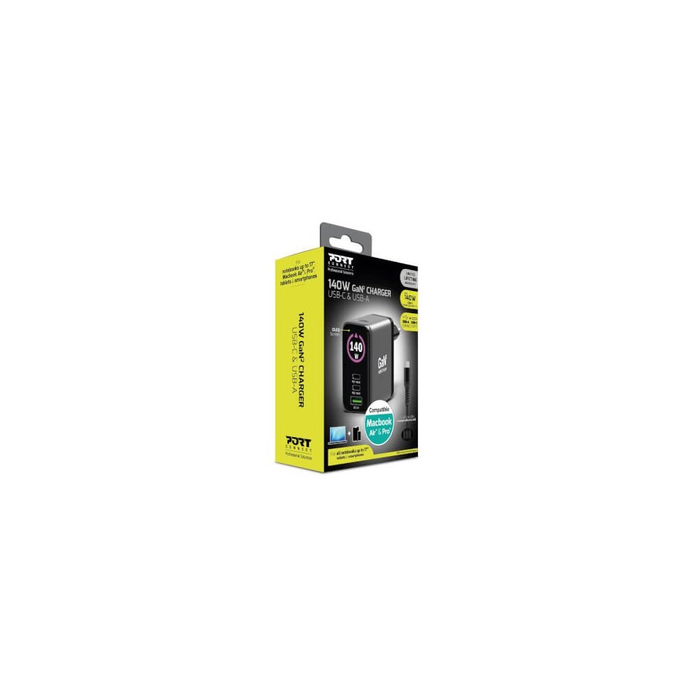 Port Designs- Alim USB A&C GaN2 PD3.1 140W LCD comp. MacBook PRO