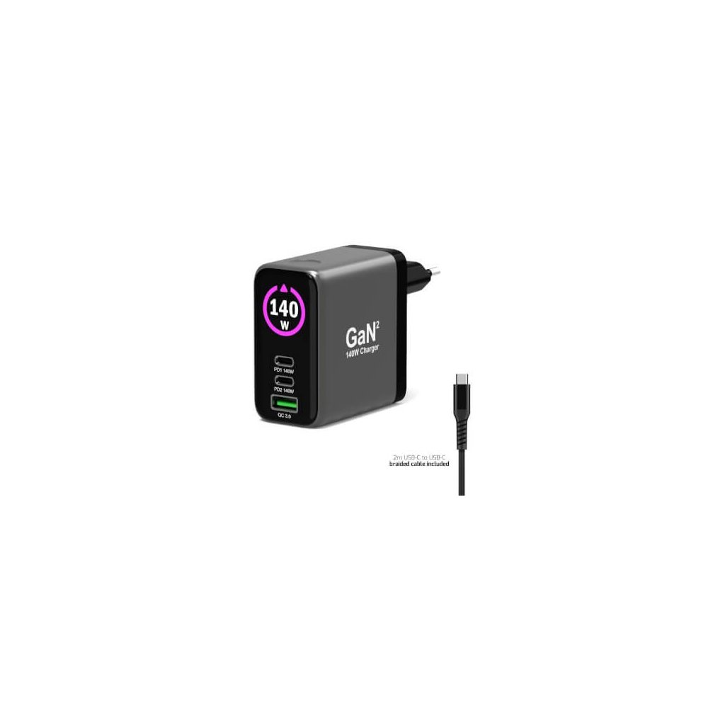 Port Designs- Alim USB A&C GaN2 PD3.1 140W LCD comp. MacBook PRO