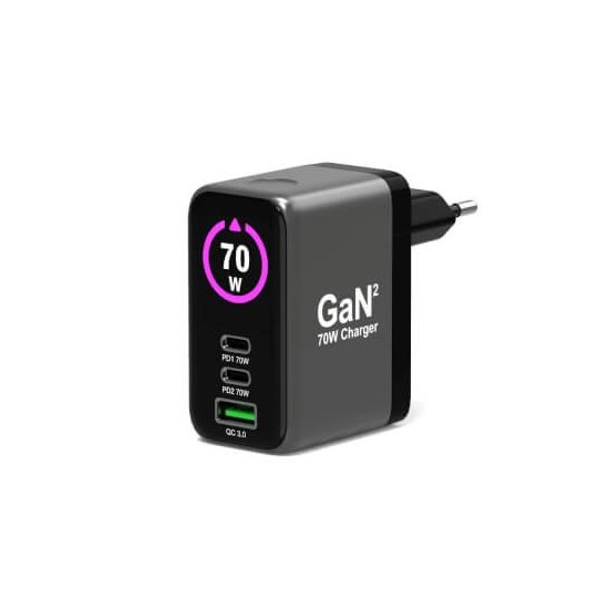 Port Designs- Alim USB A&C GaN2 PD3.1 70W LCD comp. MacBook PRO