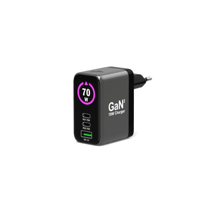 Port Designs- Alim USB A&C GaN2 PD3.1 70W LCD comp. MacBook PRO