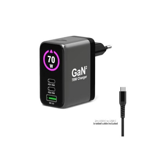 Port Designs- Alim USB A&C GaN2 PD3.1 70W LCD comp. MacBook PRO