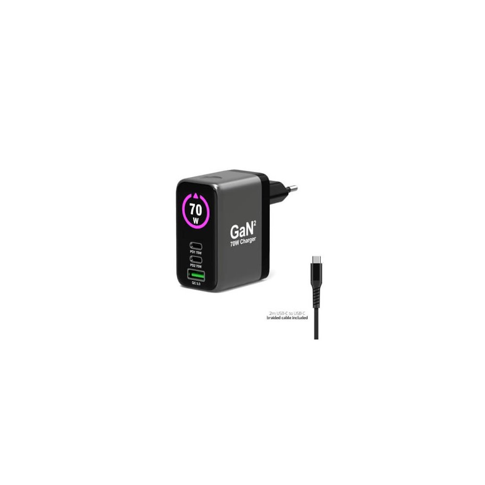 Port Designs- Alim USB A&C GaN2 PD3.1 70W LCD comp. MacBook PRO