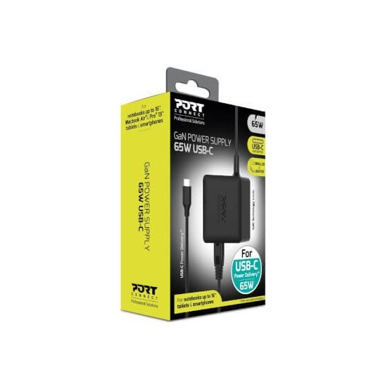 Port Designs- Alim USB Type-C GaN 65W câble secteur