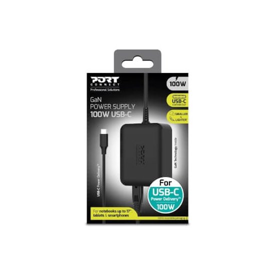 Port Designs- Alim USB Type-C GaN2 100W câble secteur