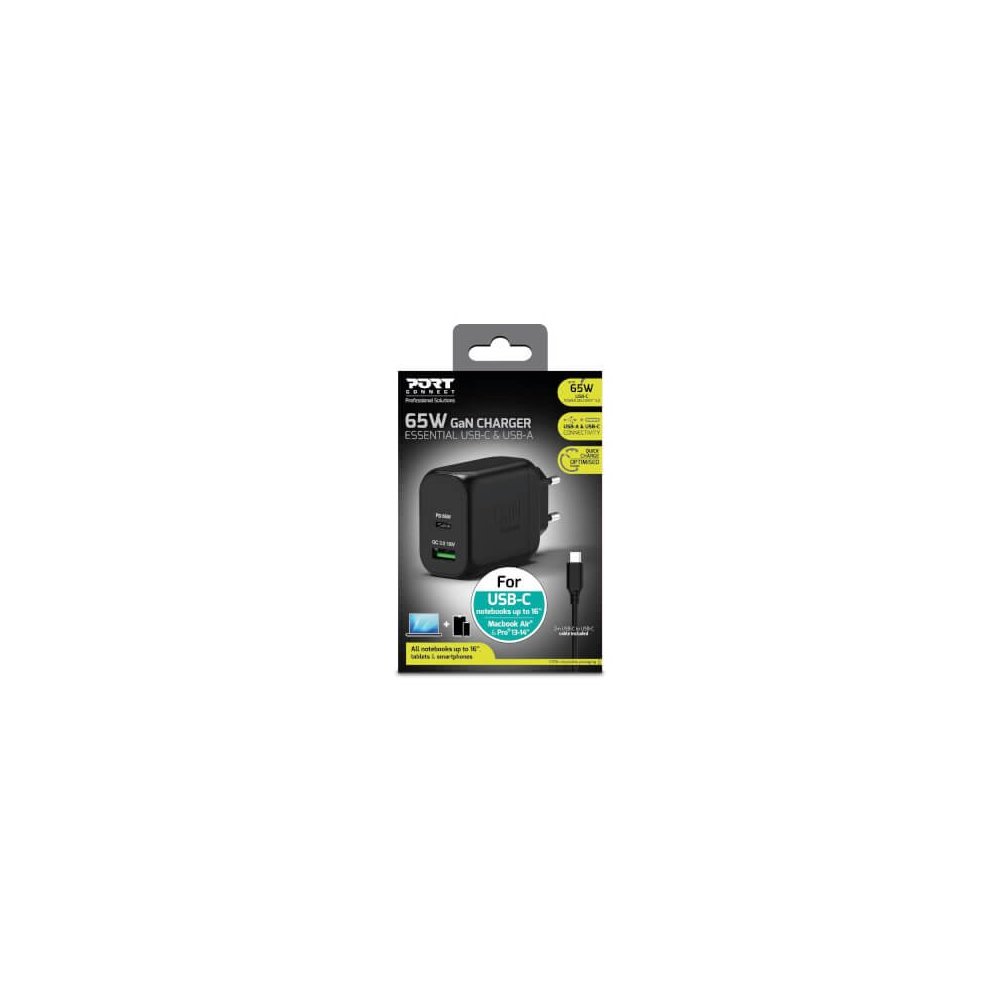 Port designs- Alimentation USB A&C GaN2 PD 65W avec câble 2m