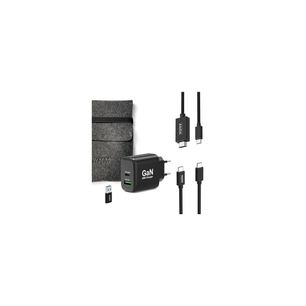 Port Designs- Alimentation USB GaN USB A + USB C 65W avec câbles