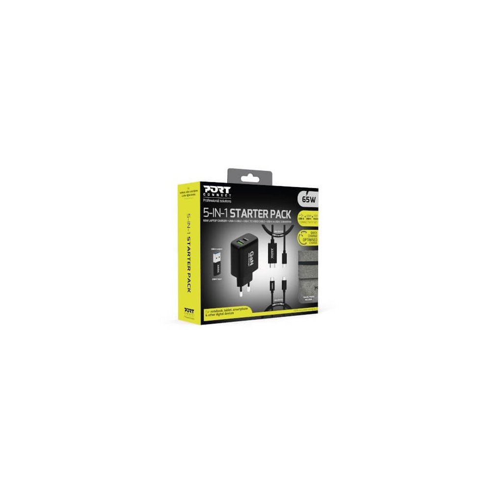 Port Designs- Alimentation USB GaN USB A + USB C 65W avec câbles