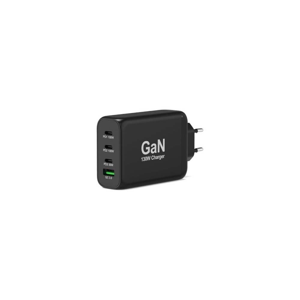 Port Designs- Alim USB GaN 1 USB A + 3 USB C 130W câble 2m