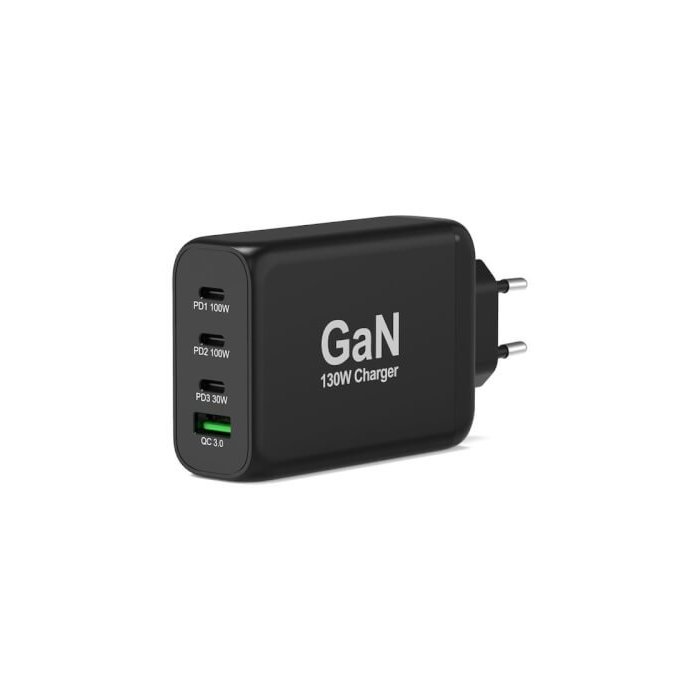 Port Designs- Alim USB GaN 1 USB A + 3 USB C 130W câble 2m