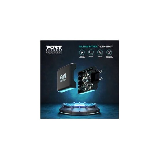 Port Designs- Alim USB GaN 1 USB A + 3 USB C 130W câble 2m