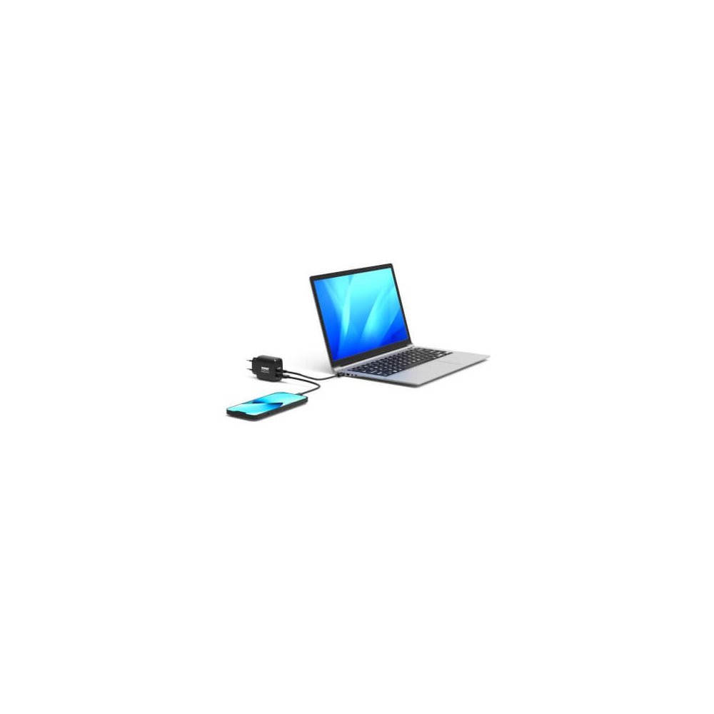 Port Designs- Alim USB GaN 1 USB A + 1 USB C 65W sans câbles