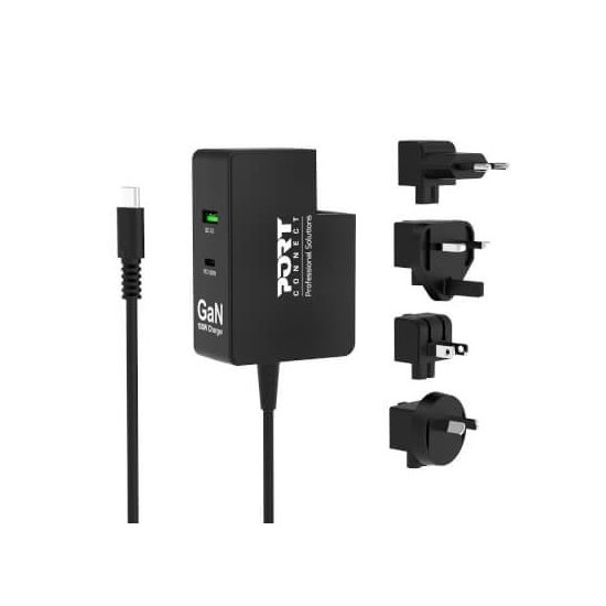 Port Designs- Alim USB GaN 1 USB A + 2 USB C 100W vers. Travel