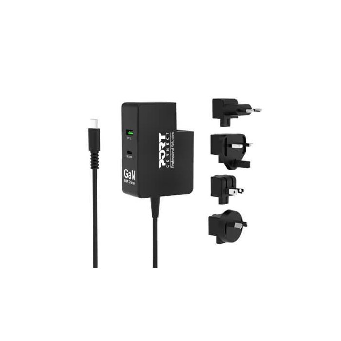 Port Designs- Alim USB GaN 1 USB A + 2 USB C 100W vers. Travel
