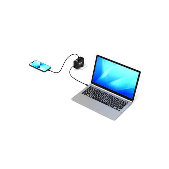 Port Designs- Alim USB GaN 1 USB A + 2 USB C 100W vers. Travel