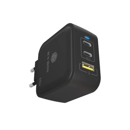 Icy Box- Alimentation USB GaN 2x USB-C 1x USB-A 65W