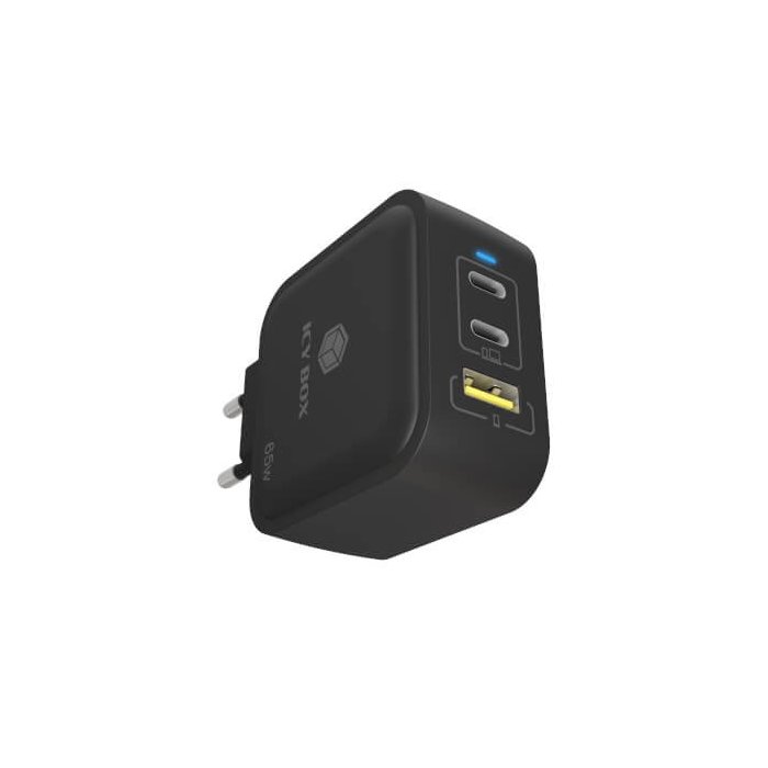 Icy Box- Alimentation USB GaN 2x USB-C 1x USB-A 65W