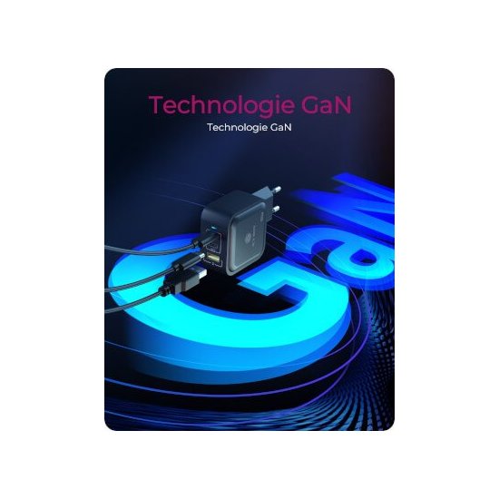 Icy Box- Alimentation USB GaN 2x USB-C 1x USB-A 65W