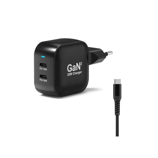 Port Designs- Alim USB Type-C x2 PD 35W GaN2 wall plug + câble