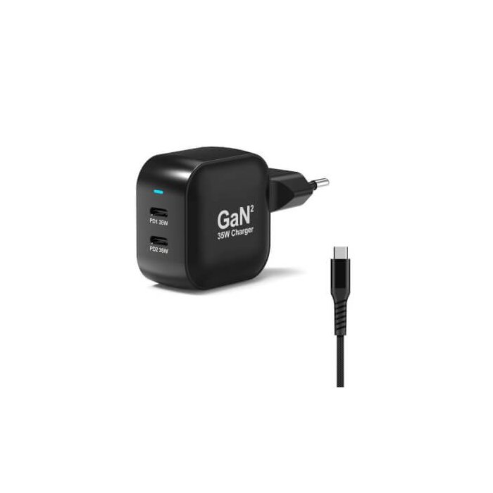 Port Designs- Alim USB Type-C x2 PD 35W GaN2 wall plug + câble