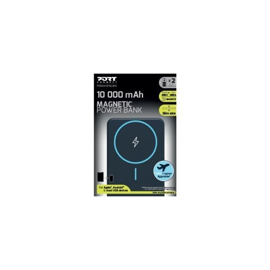 Port Designs- Powerbank 10,000mAh Wireless Qi2 2 USB A & 2 USB C
