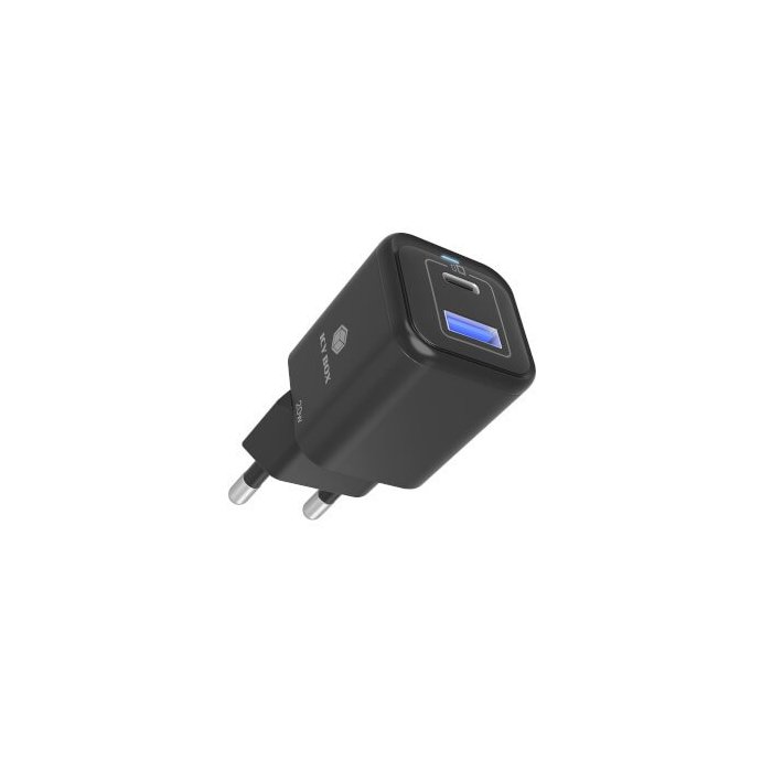 Icy Box- Chargeur rapide USB GaN 1x USB-C 1x USB-A 20W