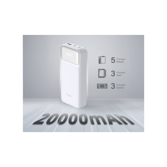 D-link  PowerBank 20000mAh 2 Port USB-C & 1 port USB-A