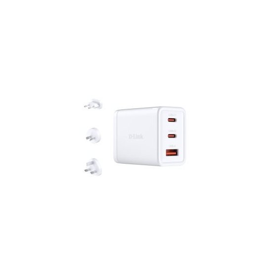 D-link Chargeur USB GaN 65W Rapide 2 USB-C et 1 USB-A