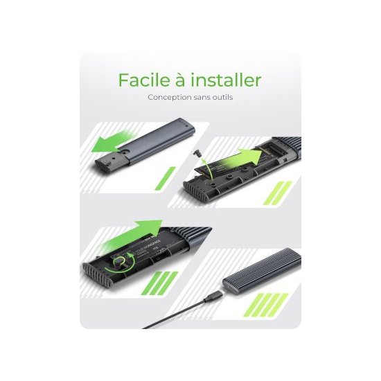 Icy Box- Boîtier externe M.2 NVMe & SSD USB 3.1 Type C & A