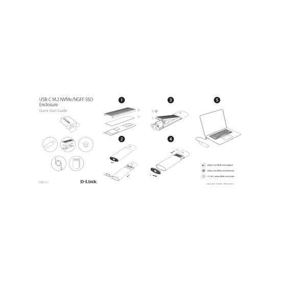 D-link Boîtier SSD USB-C M.2 NVMe/NGFF Débit jusqu'à 10G