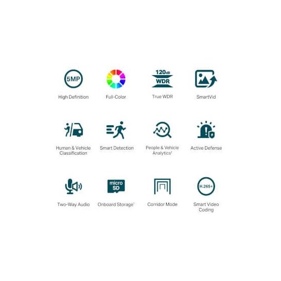 Tp-link Caméra 5Mp Coul24 90° IR 30m Audio H265+ IA