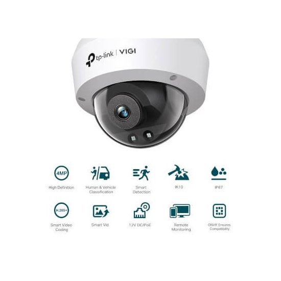 Tp-link Dôme 4Mp 89° IR30m H265+ IK10 IP67 IA
