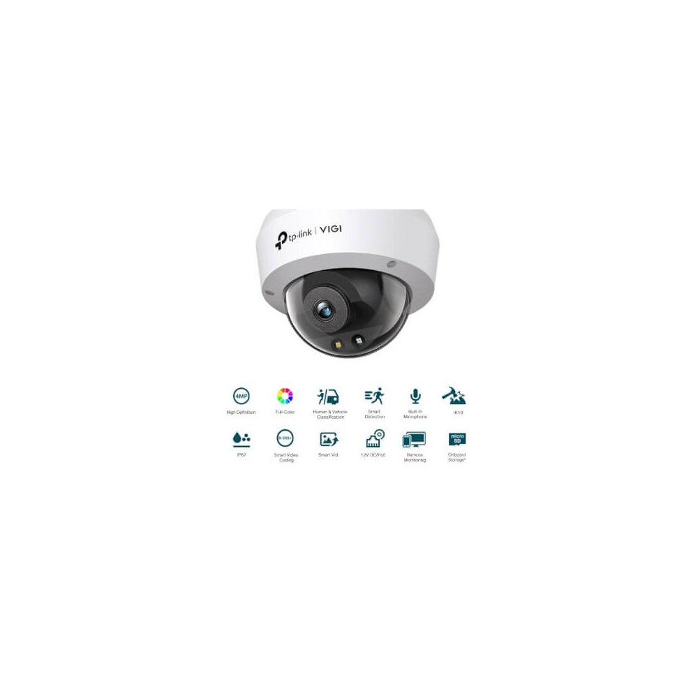 Tp-link Dôme 4Mp Coul24 80° IR30m Micro H265 IK10 IP67 IA