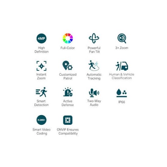 Tp-link PT 4Mp Coul24 dual lens IR30m Audio H265+ IP66 IA