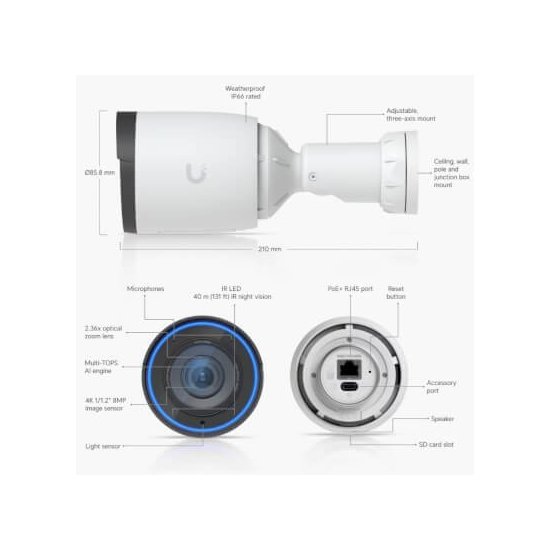 Ubiquiti- Caméra G6 Pro Bullet 4K blanche
