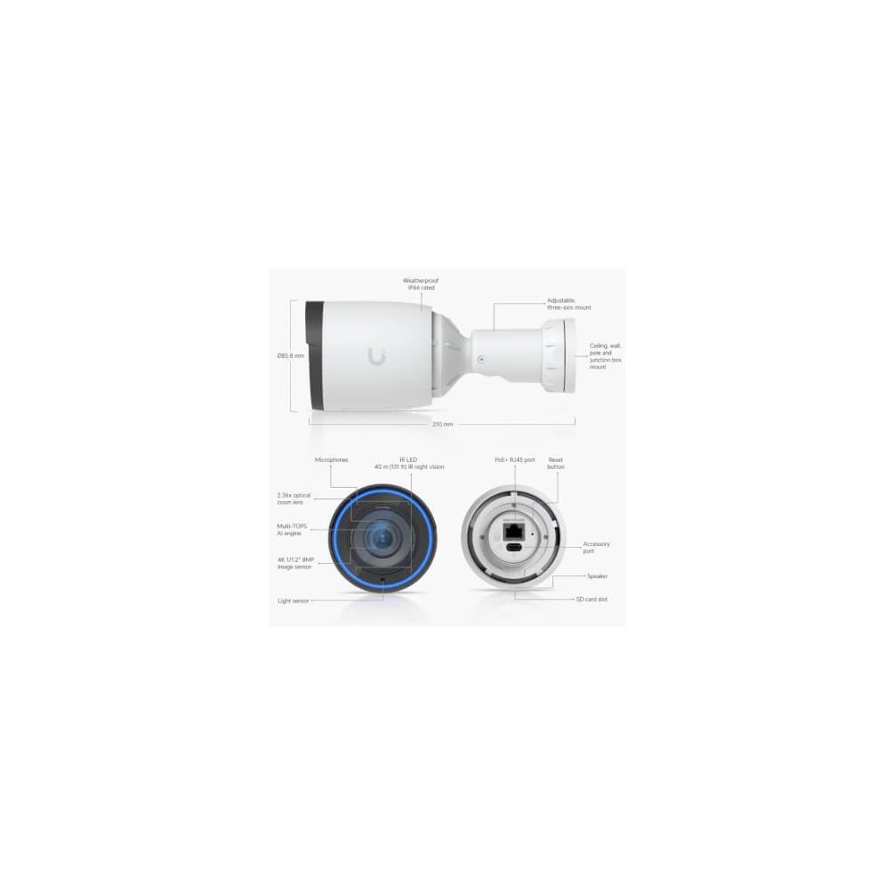 Ubiquiti- Caméra G6 Pro Bullet 4K blanche